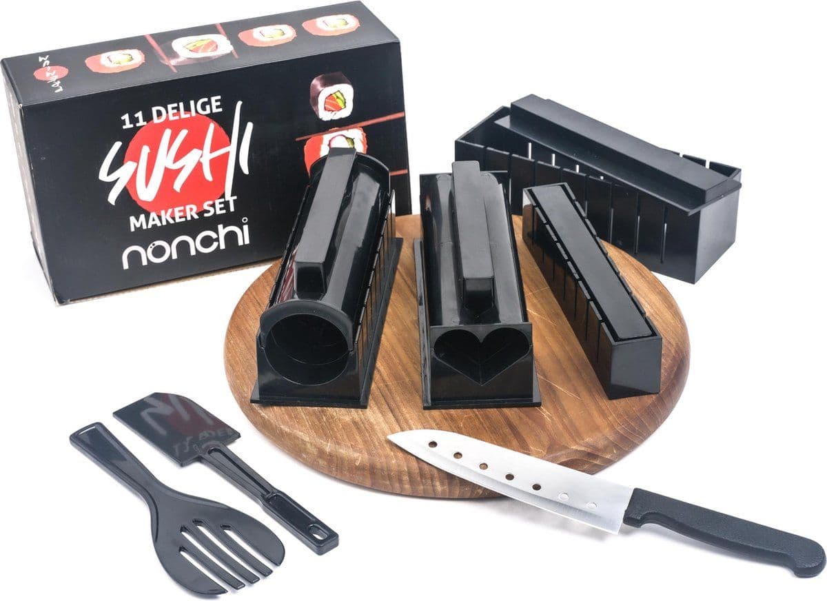 Nonchi XXL Sushi Maker - 13-delige Sushi Set - Inclusief Recepten E-book - Zwart
