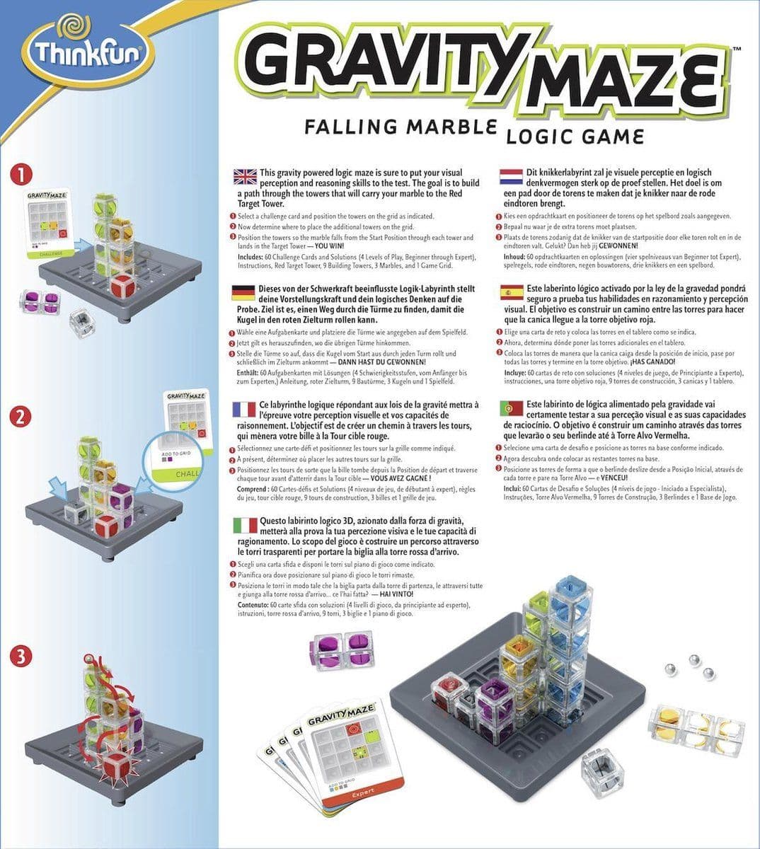 ThinkFun Gravity Maze - Educatief spel - 60 opdrachten (4 spelniveaus)