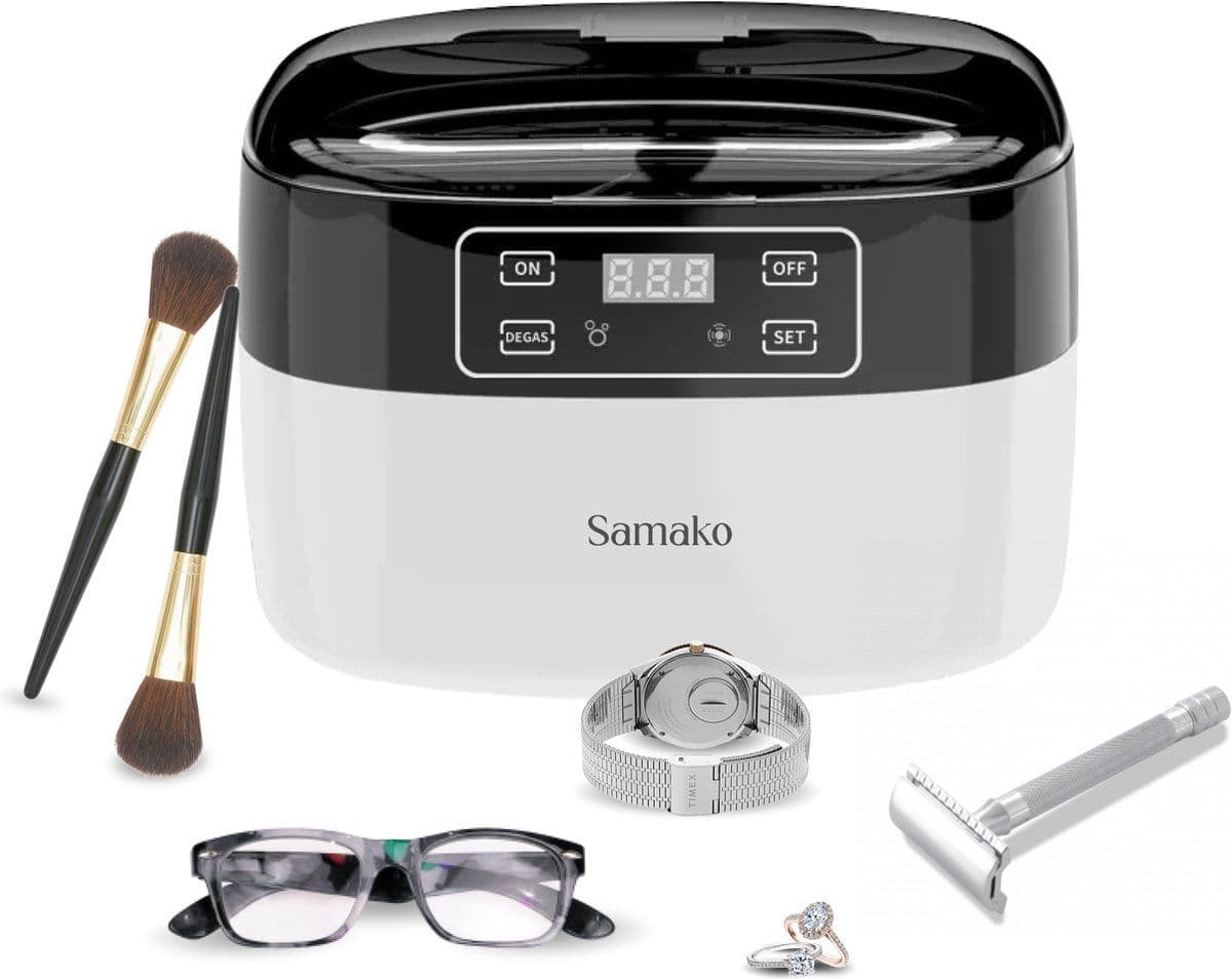 Samako Deluxe - Professionele Ultrasoon Reiniger - 750 ml - Wit/Zwart