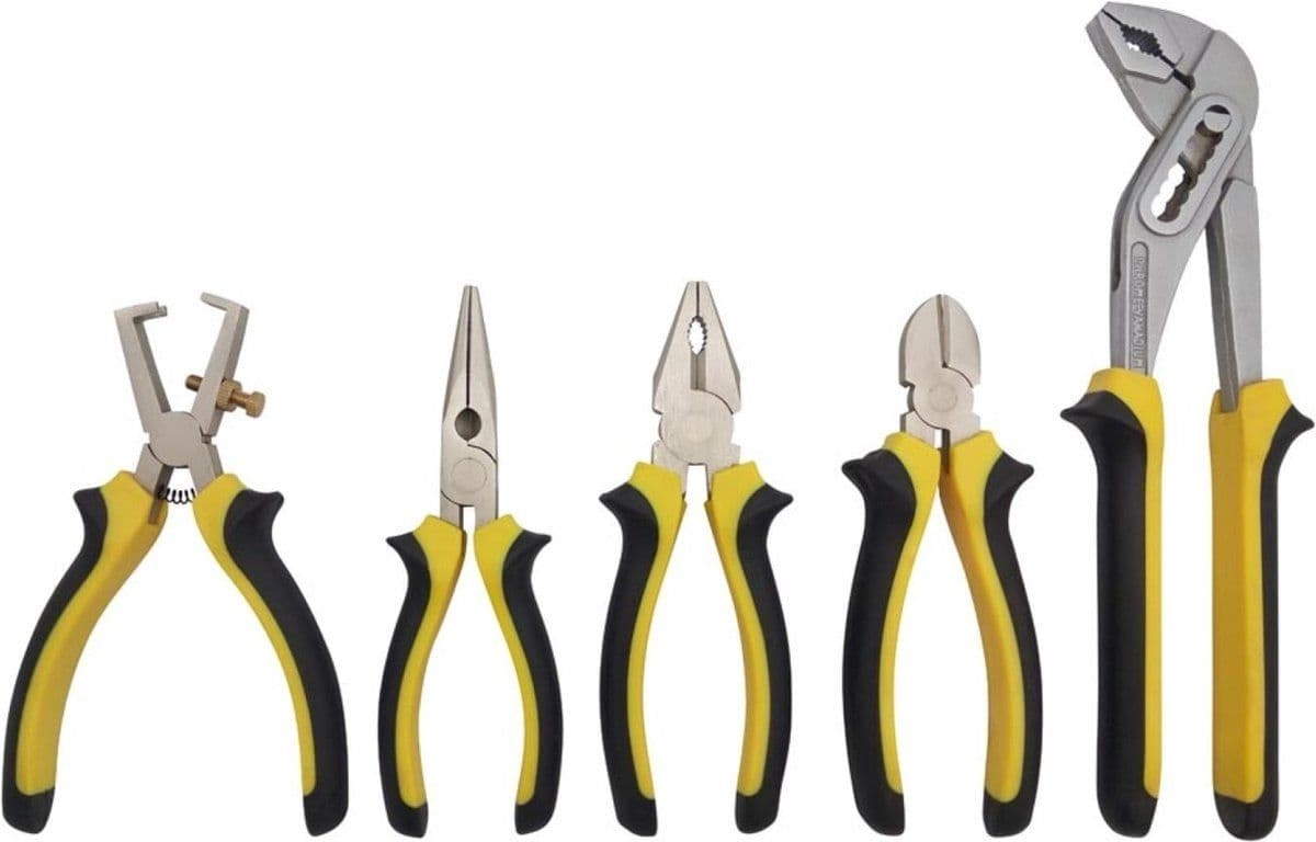 Toolland - Complete 5-delige tangenset - Hoogwaardig CrV staal - Comfortabele handvatten