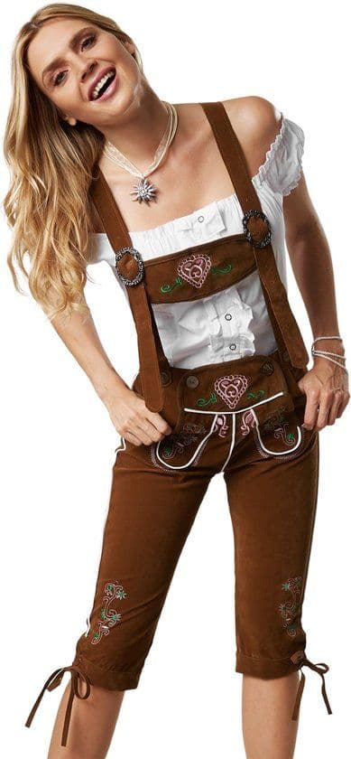dressforfun Lederhose Walchensee M - Verkleedkleding - Kniehoogte - Bruin