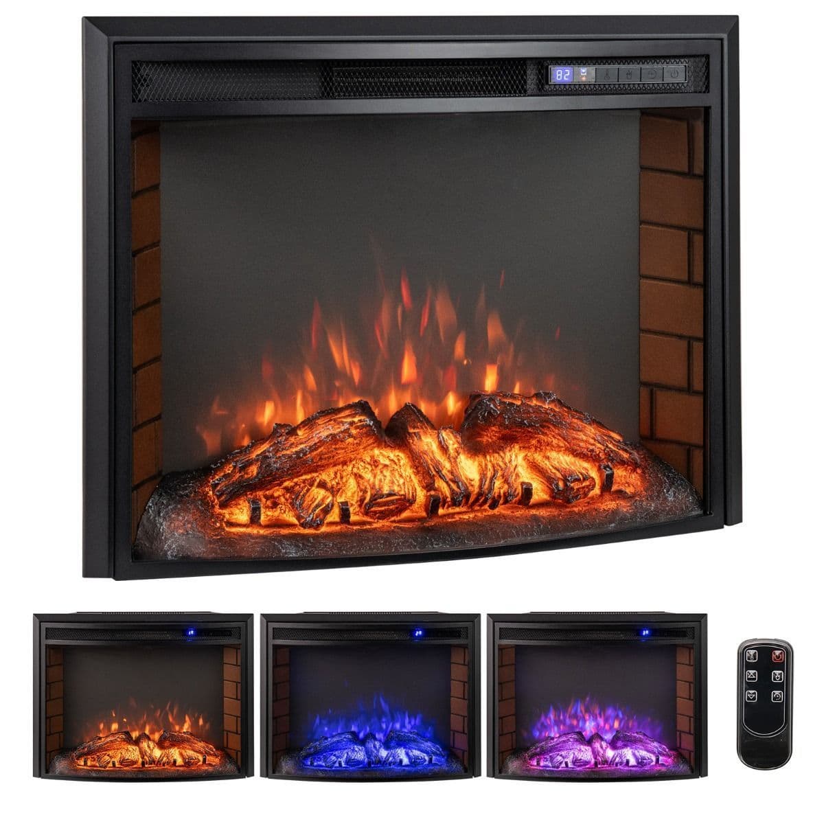 Coast elektrische wandhaard 1500W - inbouwhaard - afstandsbediening - zwart - 69,5 x 21,3 x 53,1 cm