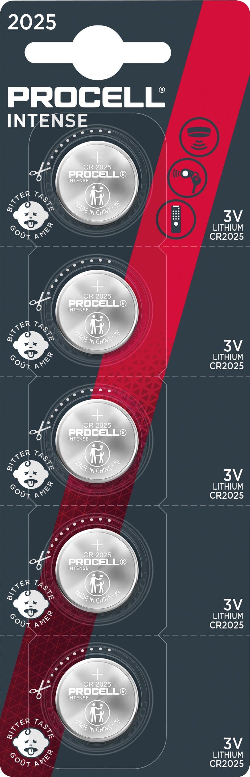 Procell batterij lithium, knoopcel, CR2025, 3V Intense, retailblister (5-pack)