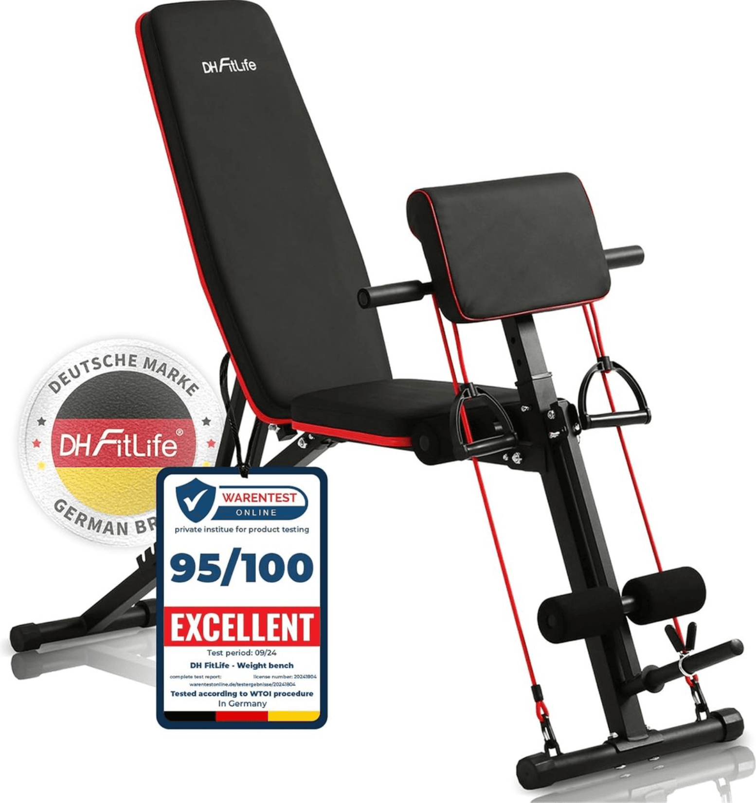DH FitLife inklapbare halterbank met curlbank en beenstrekker, multifunctioneel – 7 niveaus
