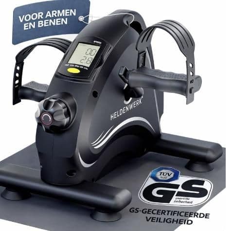 Heldenwerk Stoelfiets - Pedaaltrainer - TÜV/GS-gecertificeerd - Compact 44x40x30cm - Zwart - Incl. Antislip mat