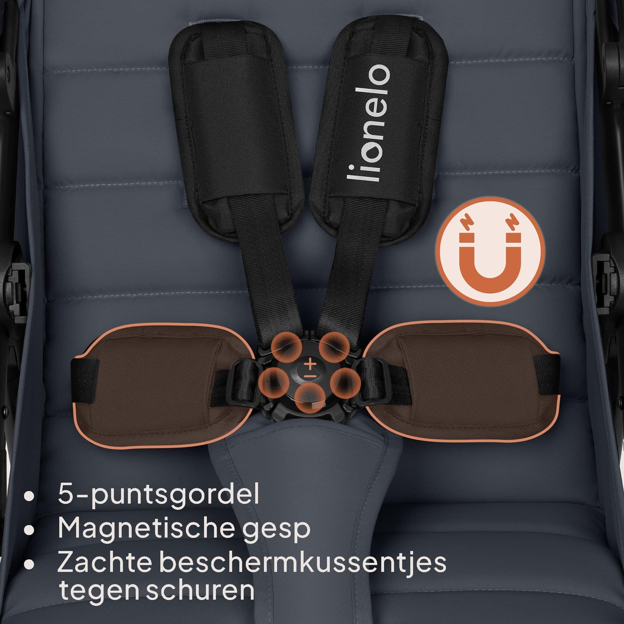 LIONELO Iva - Wandelwagen - All-Terrain PU Wielen met Vering XXL Zonnekap UPF 50+
