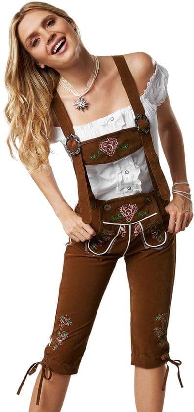 dressforfun Lederhose Walchensee L - Verkleedkleding - Kniehoogte - Bruin