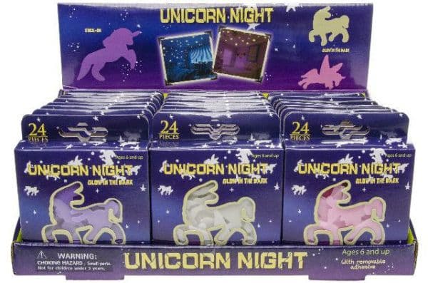 Glow in the dark Unicorn 3  PER STUK !  8881