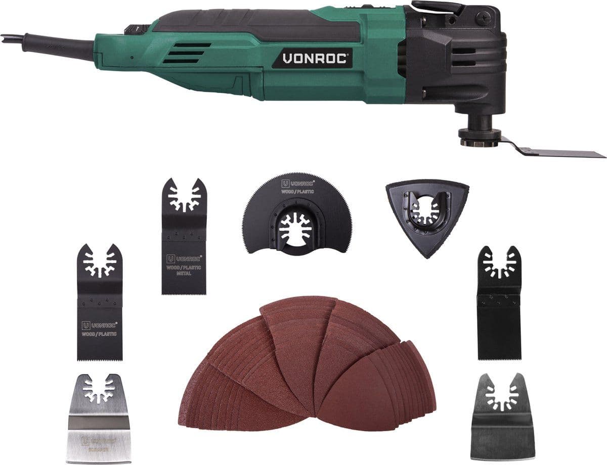 VONROC Oscillerende Multitool - 300W - Snelwisselsysteem variabele snelheid - Incl. 61 accessoires