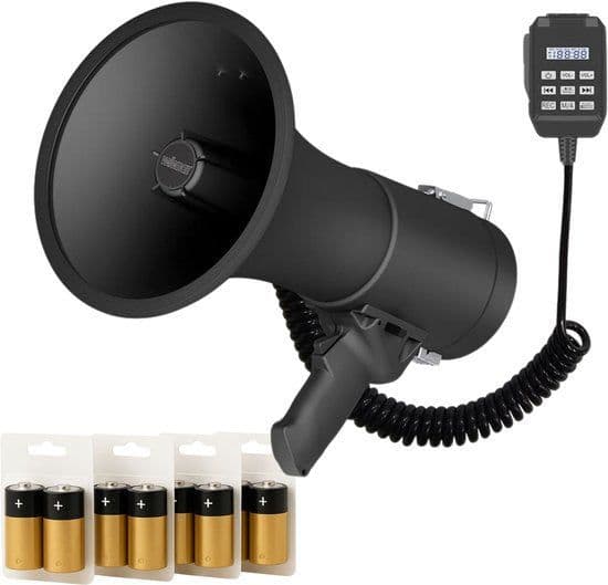 Velleman Megafoonset 50W - Sirene - 700s opname Bluetooth - Mat zwart