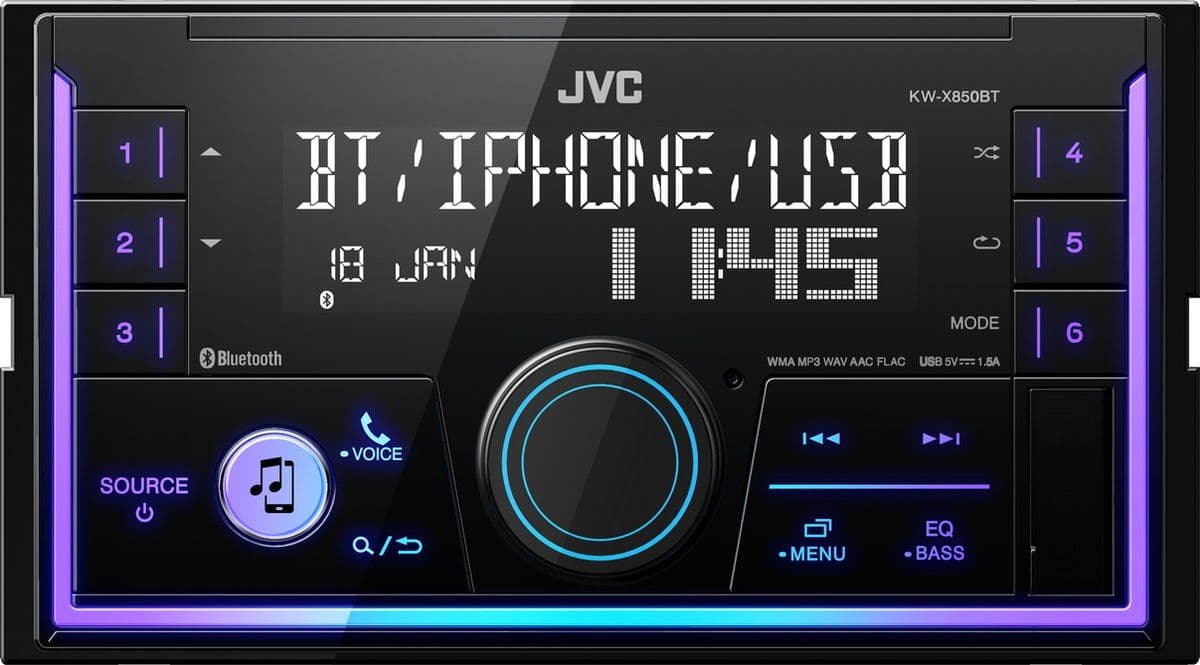 JVC KW-X850BT - 2DIN Autoradio - Bluetooth® DTA 13-band EQ - Zwart