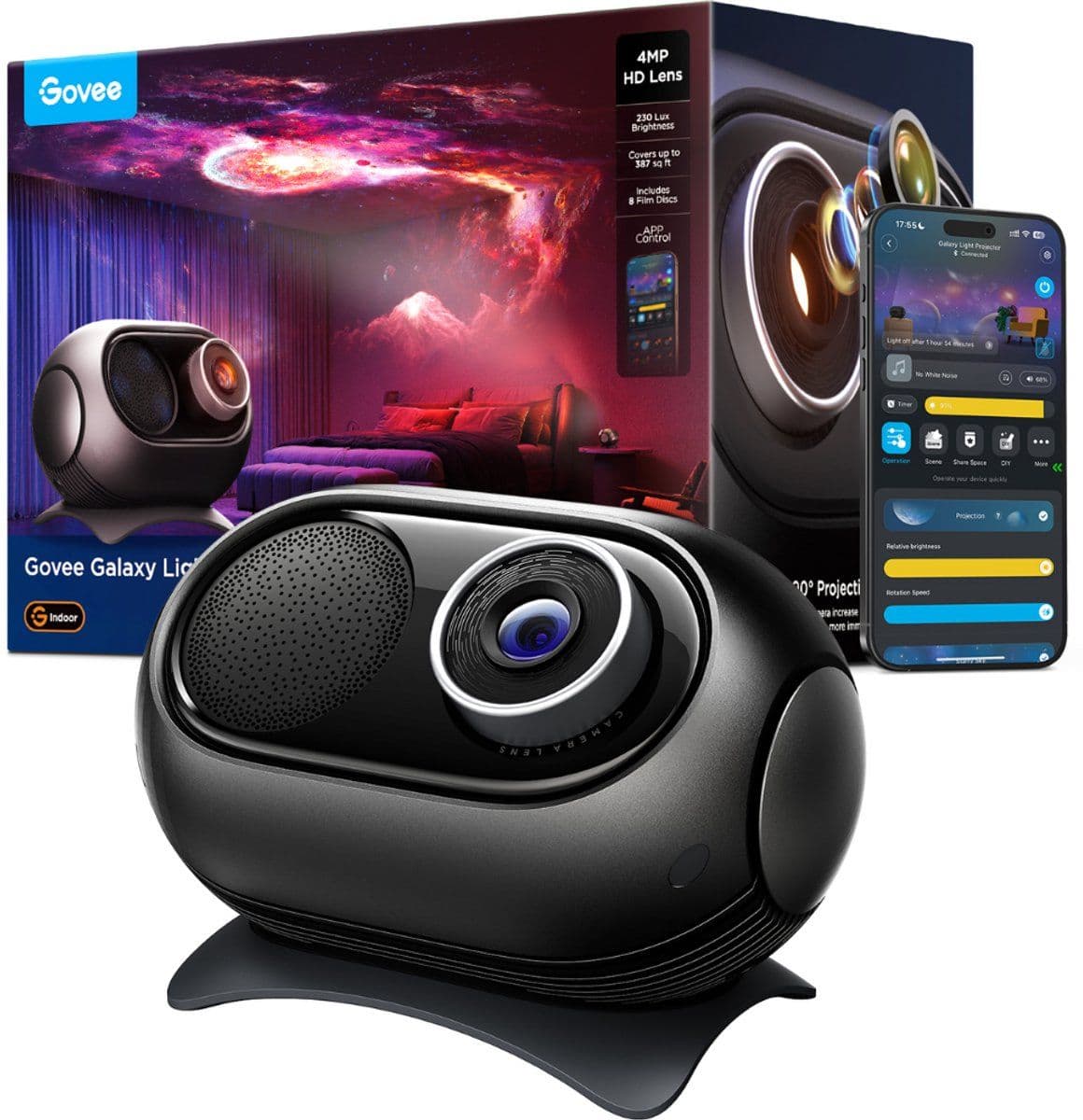 Govee Galaxy Light Projector 2 Pro - Vloerlamp - 3200+ combinaties - Zwart