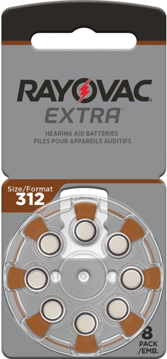 Rayovac 312 - PR41 Extra - Hoortoestelbatterijen - 8 pack (8 stuks)