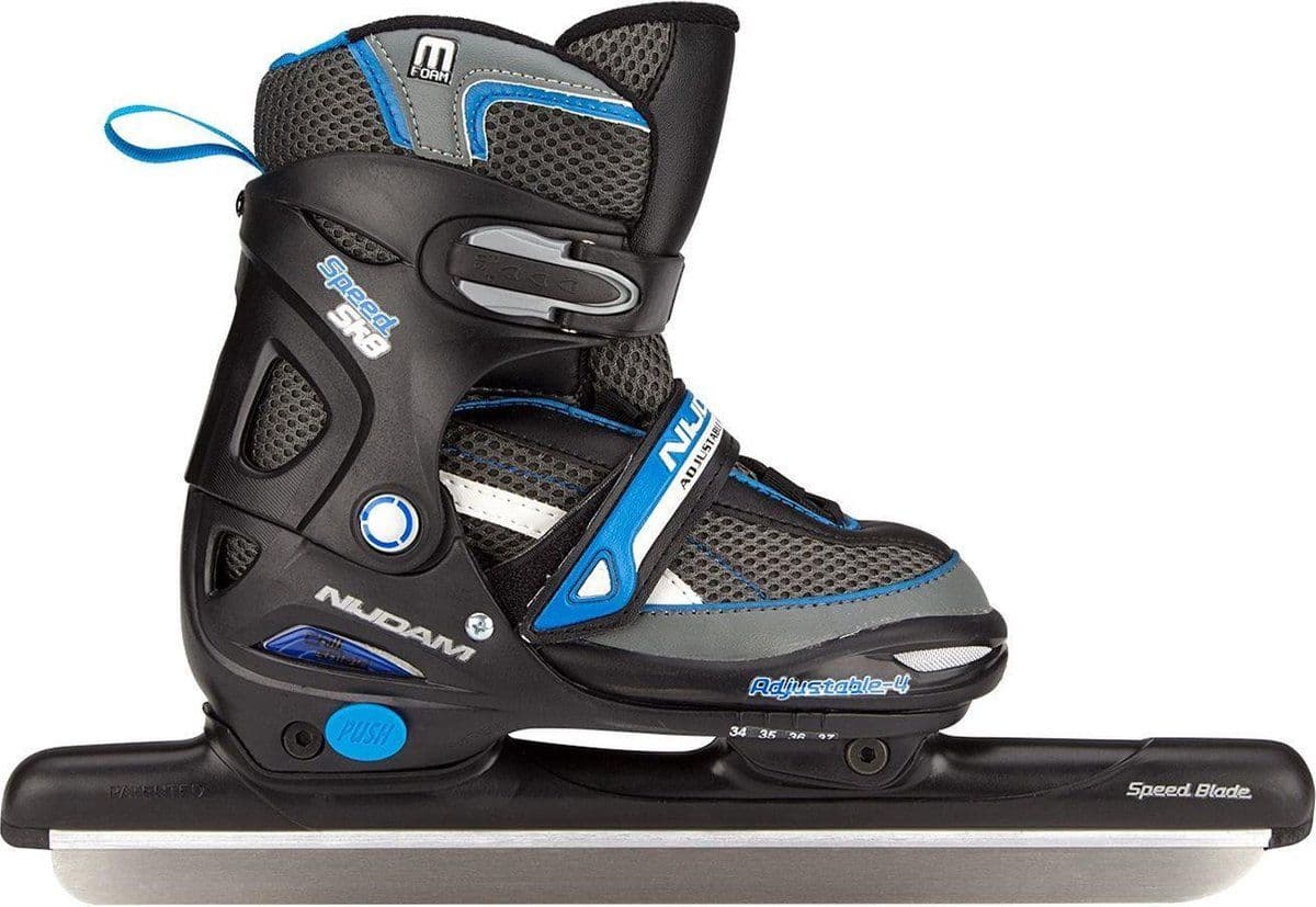 Nijdam Norenschaats Junior - Verstelbaar - Semi-Softboot - Zwart/Zilver/Blauw - 30-33
