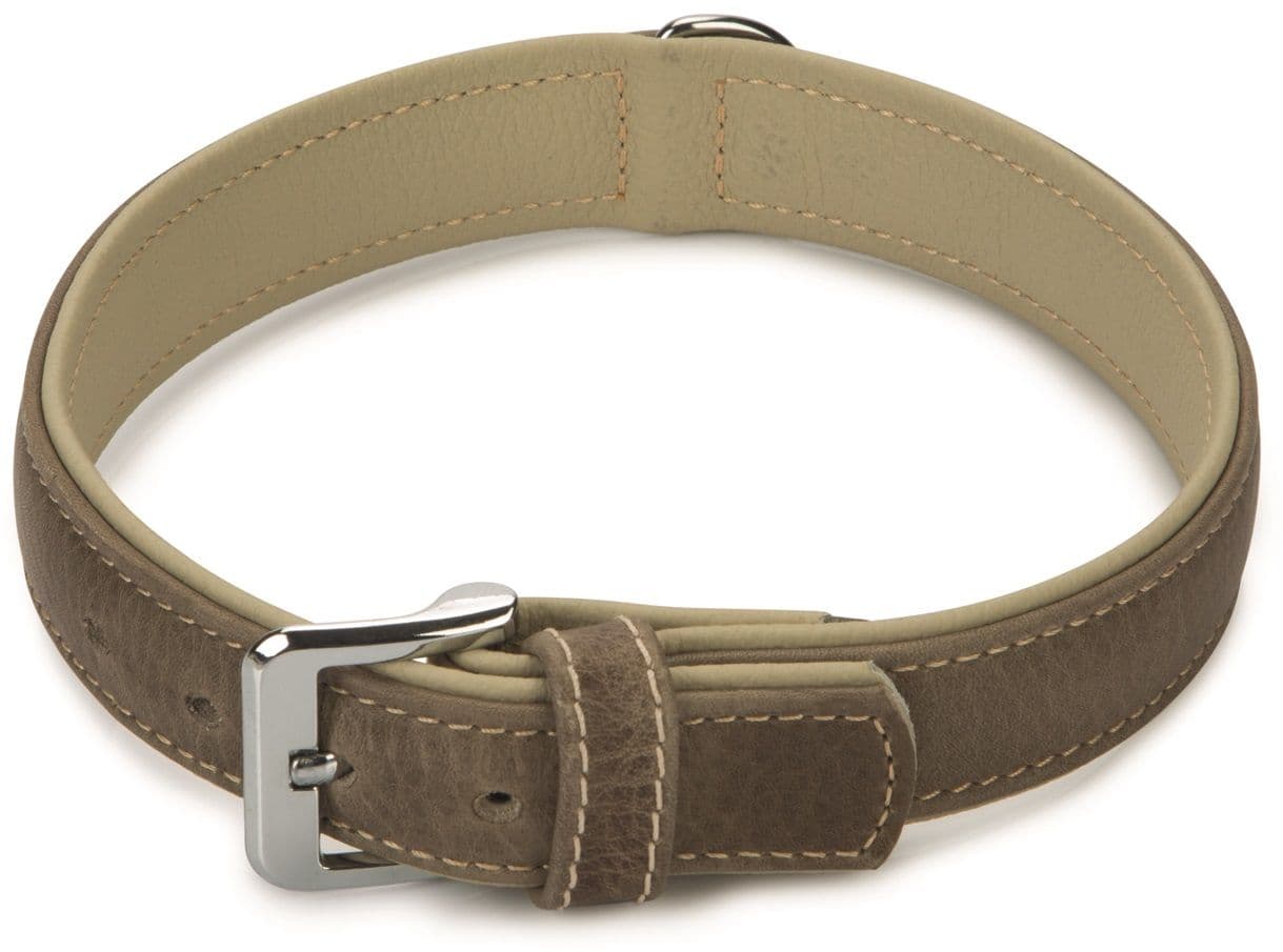 Beeztees - Leren Halsband Comfort Grijs