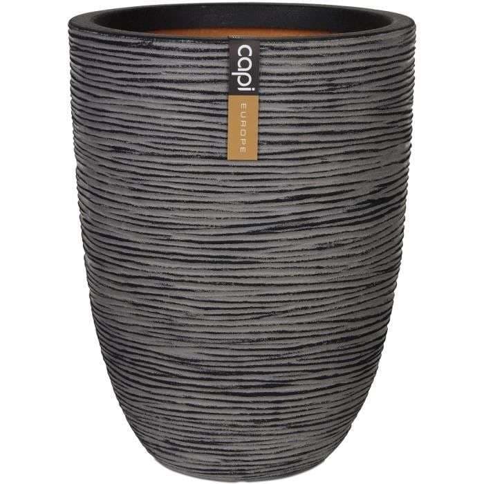 Capi Bloempot Nature Rib elegant laag 46 x 58 cm Antraciet KOFZ783