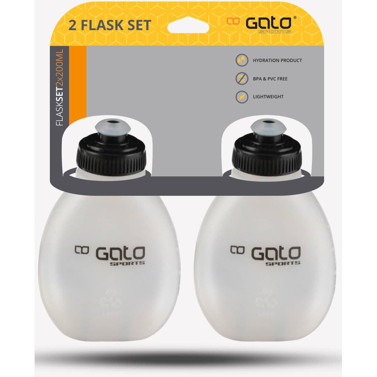 Outwet Gato drinkflessen set 2 stuks 200ml zwart/transparant