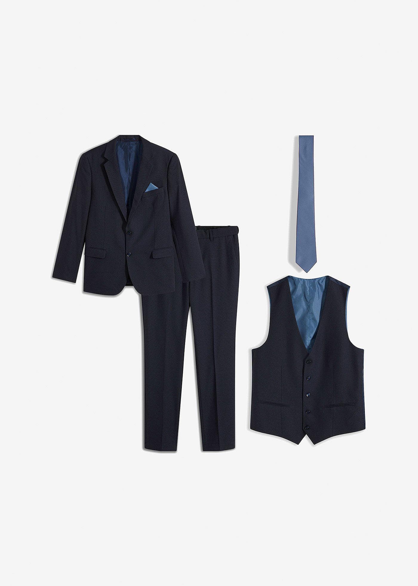 Pak met gilet en stropdas, slim fit (4-dlg. set)