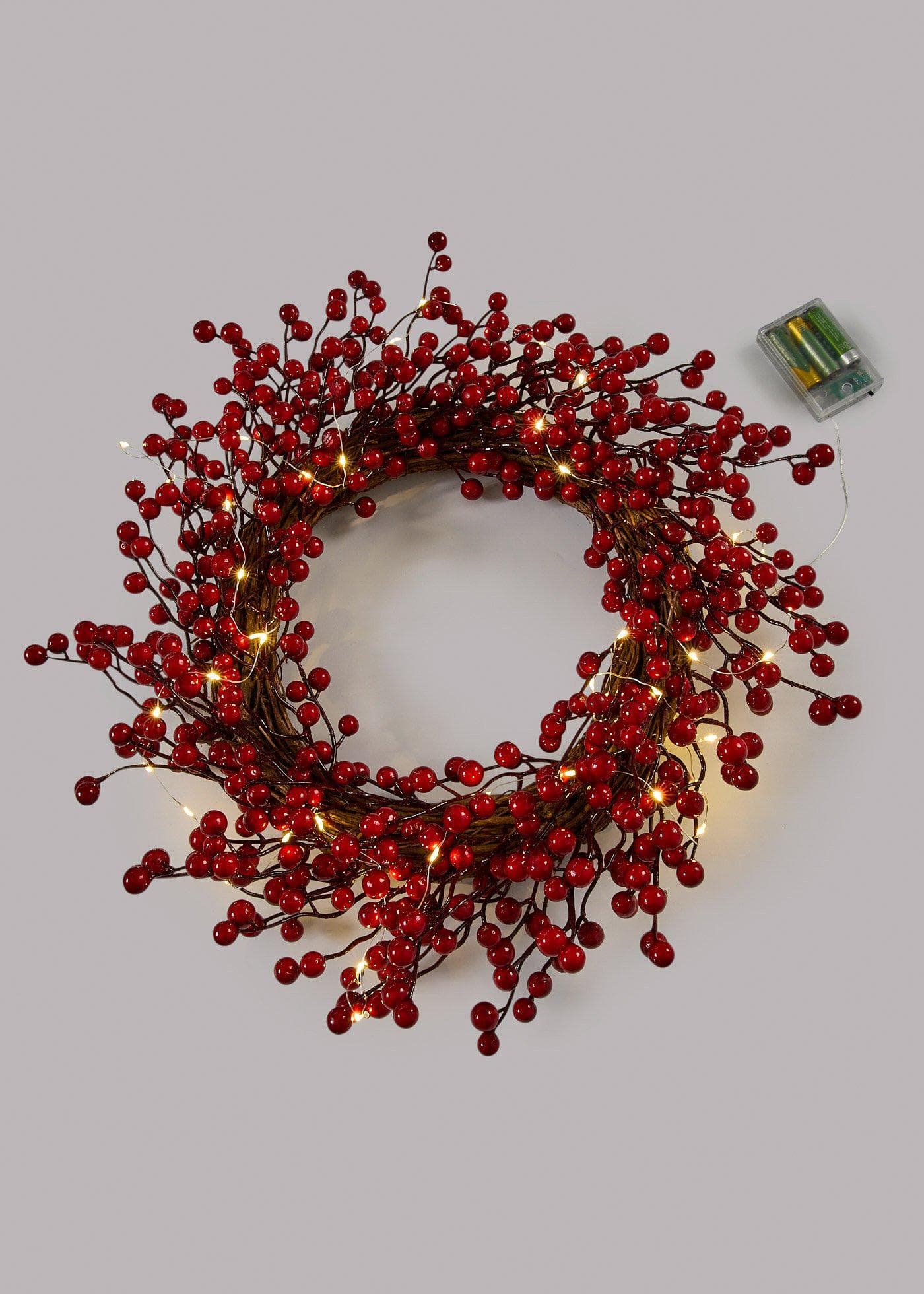 LED hangdecoratie krans met bessen
