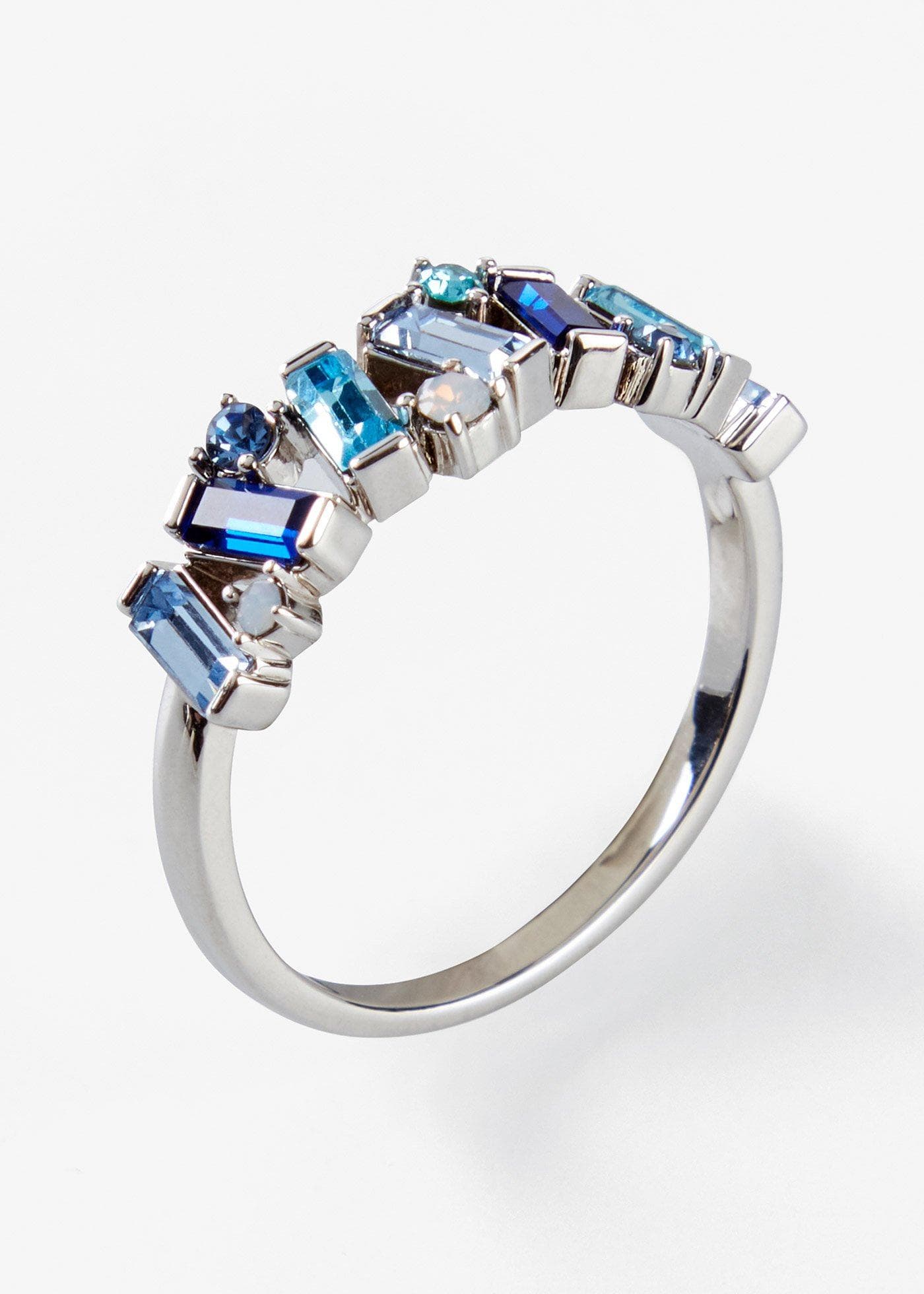 Ring met glazen kristalsteentjes