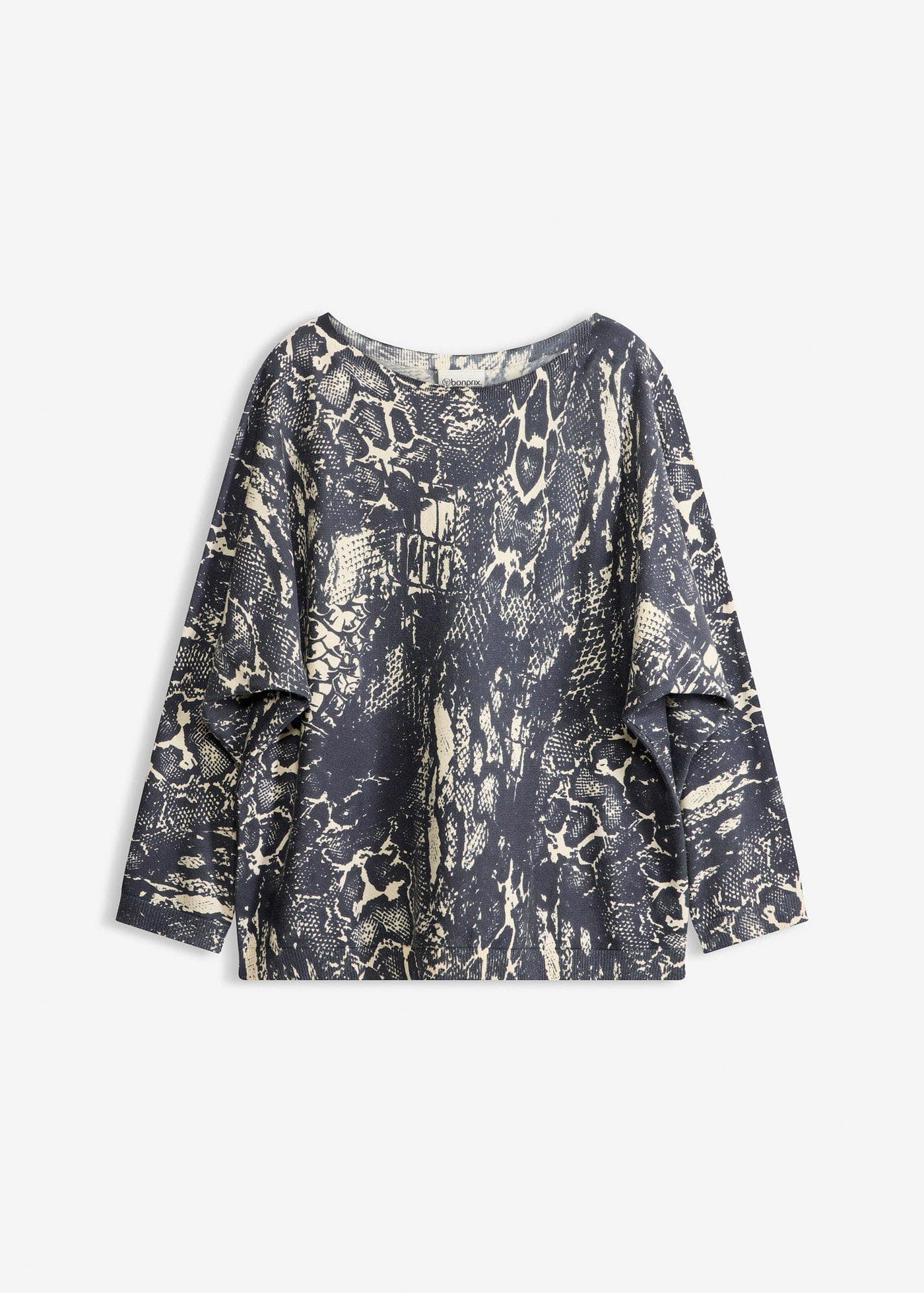 Trui met vleermuismouwen met slangenprint