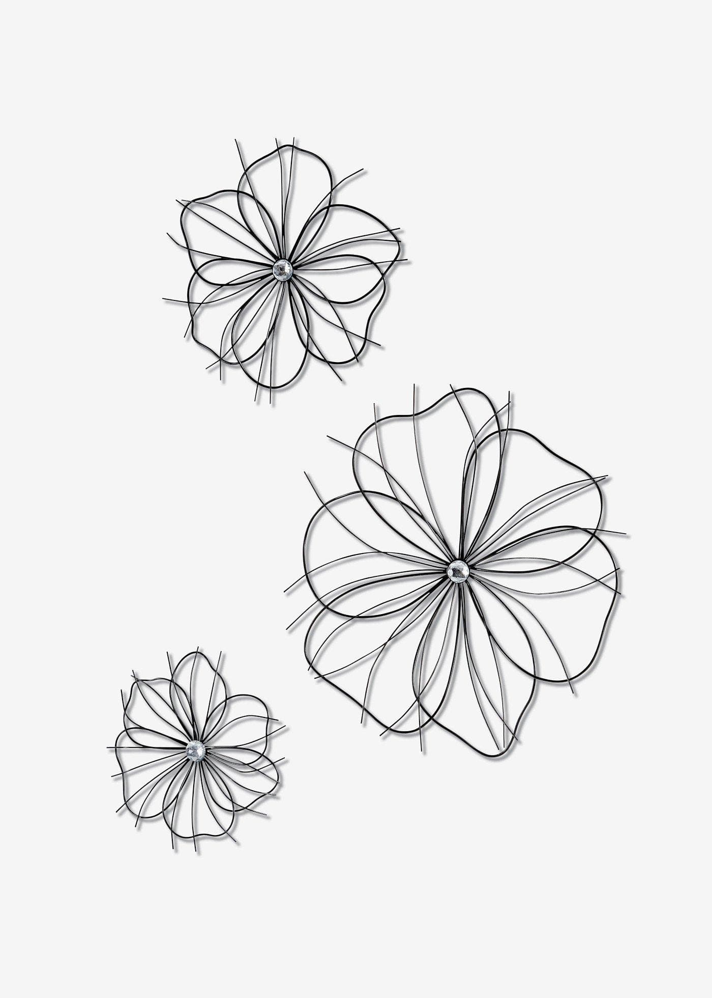 Wanddecoratie in bloemvorm (3-dlg. set)