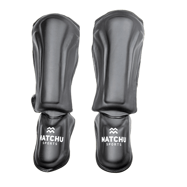 Matchu Sports Scheenbeschermers kickboksen M - M - 2 Stuks - Zwart - 52cm - Stevig foam en kunstleer