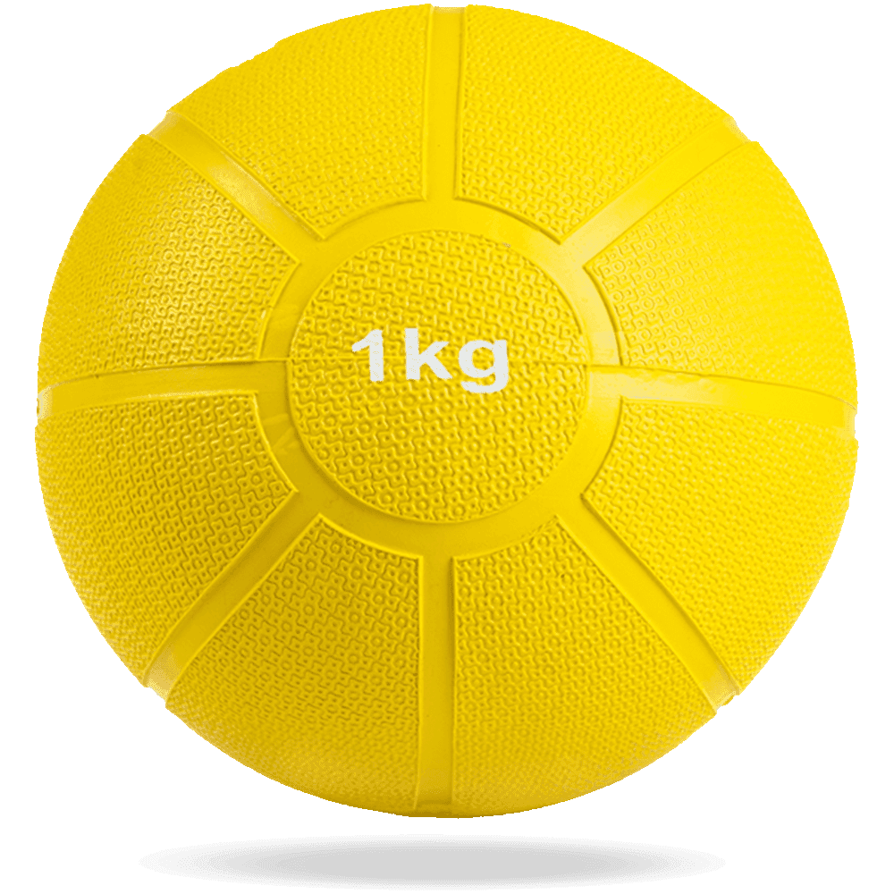 Matchu Sports Medicine ball 1kg - Geel - Ø 19cm - Massief rubber