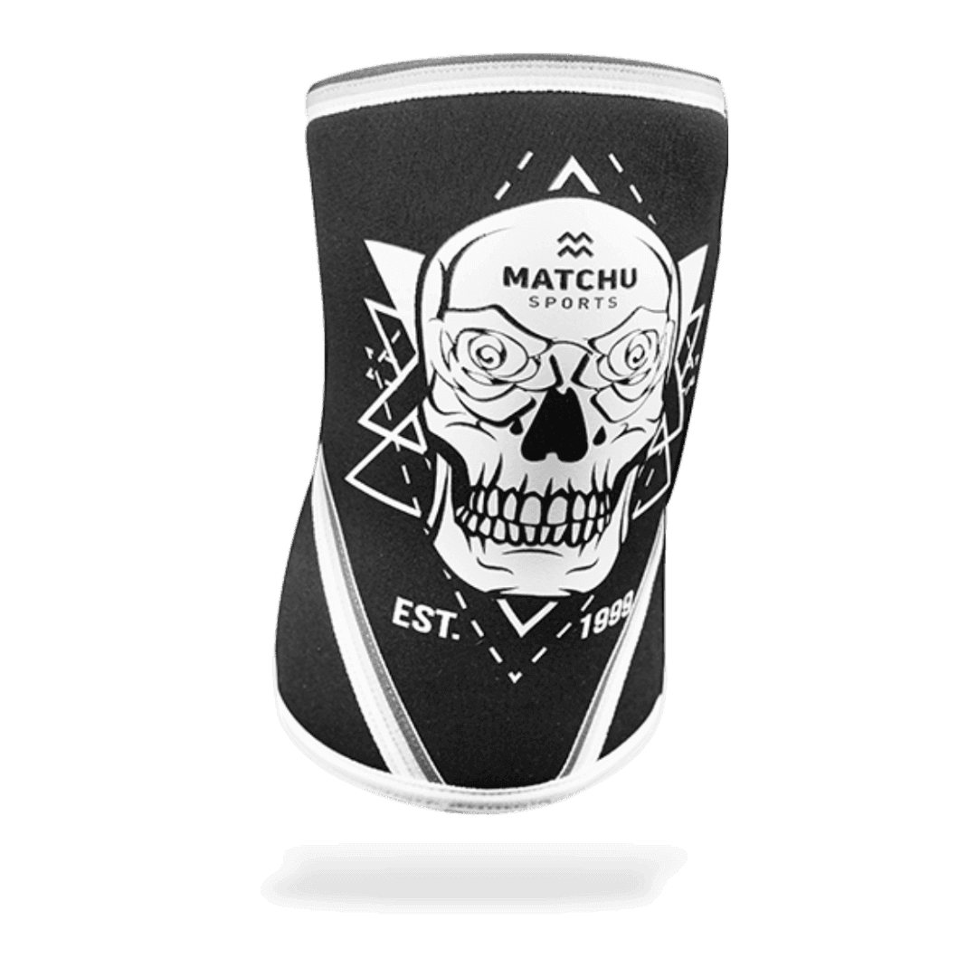 Matchu Sports Knee sleeve skull maat M - M - 1 Stuk - Skull - Zwart/Wit - 25,5 cm - Neopreen
