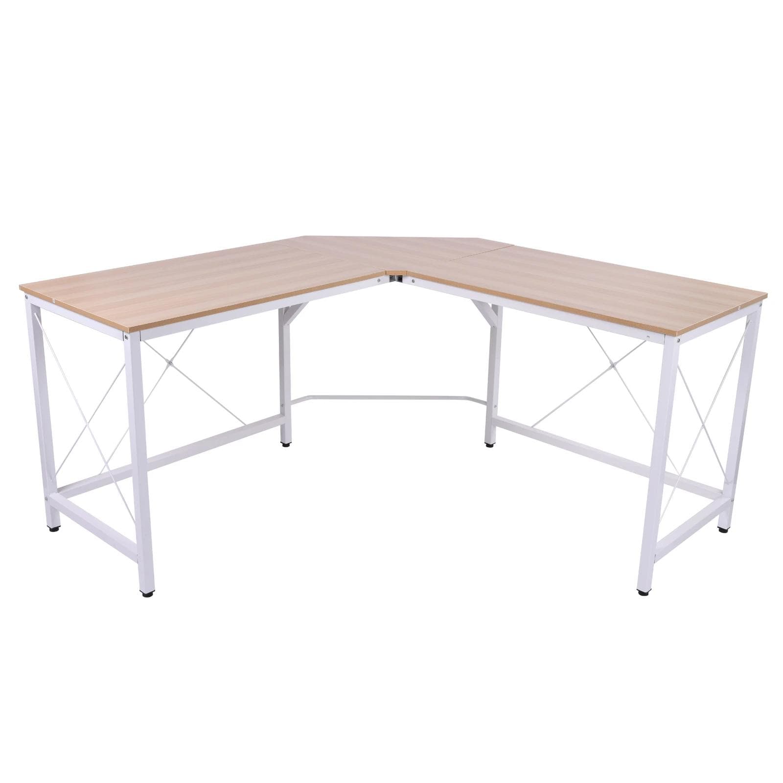 HOMCOM L-vormig computertafel, stijlvol hoekbureau van MDF, ruimtebesparend ontwerp, natuurlijk en zwart, 140 x 140 x 75 cm | Aosom.nl