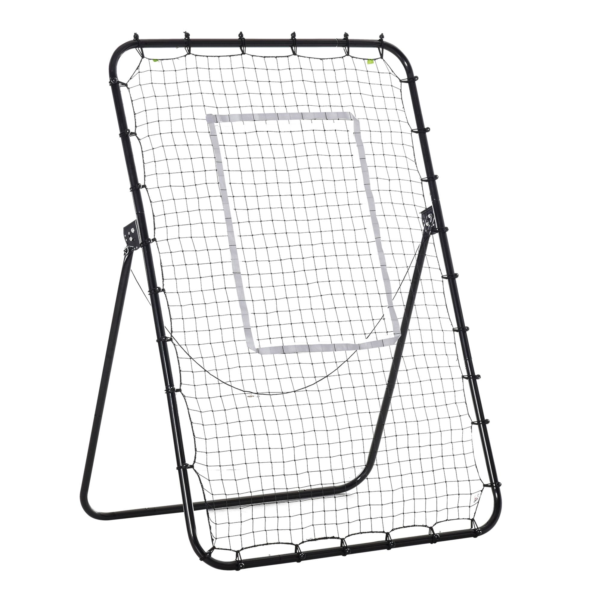 HOMCOM voetbalvangnet, verstelbare hoek, ideale rebounder voor training, eenvoudig op te zetten, duurzaam materiaal, 200 x 100 cm, zwart | Aosom.nl
