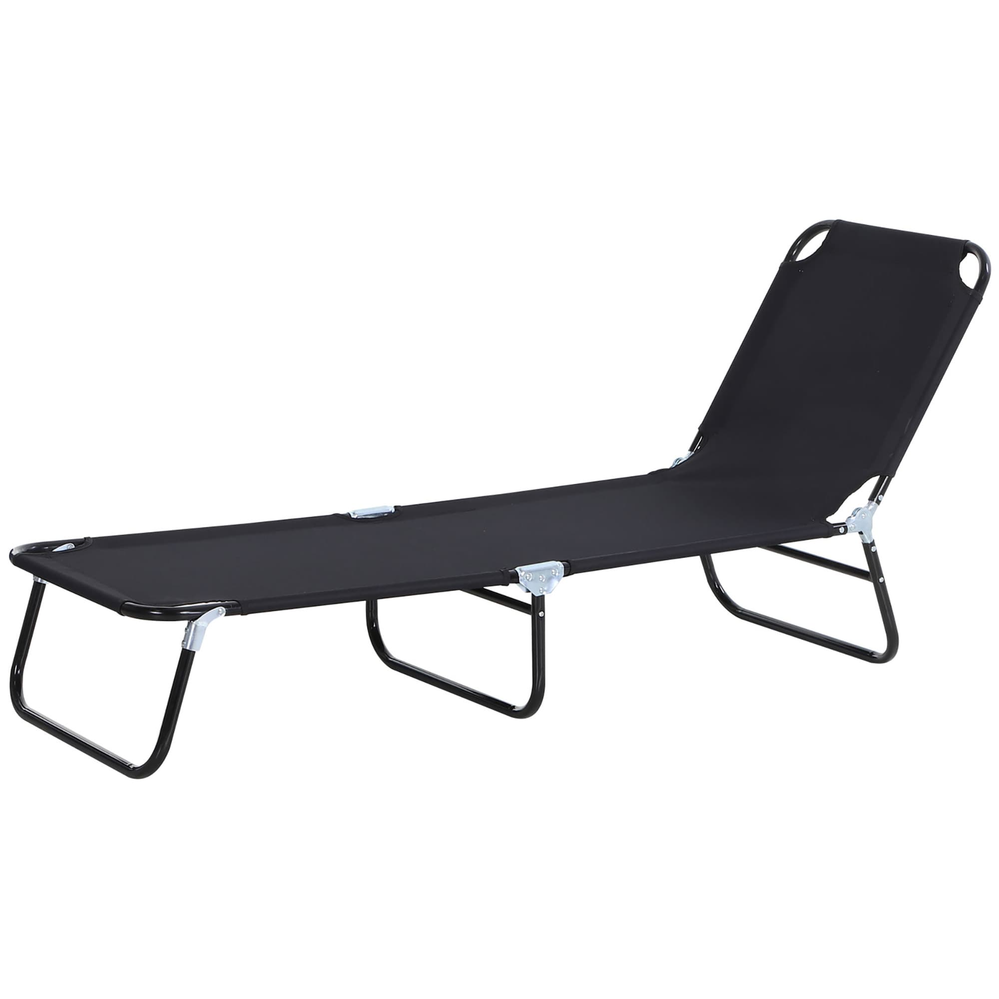 Outsunny tuin ligstoel, opvouwbaar, 5-voudig verstelbare rugleuning, snel drogend, stevig metalen frame, tot 120 kg, 188x56x28cm, zwart | Aosom.nl
