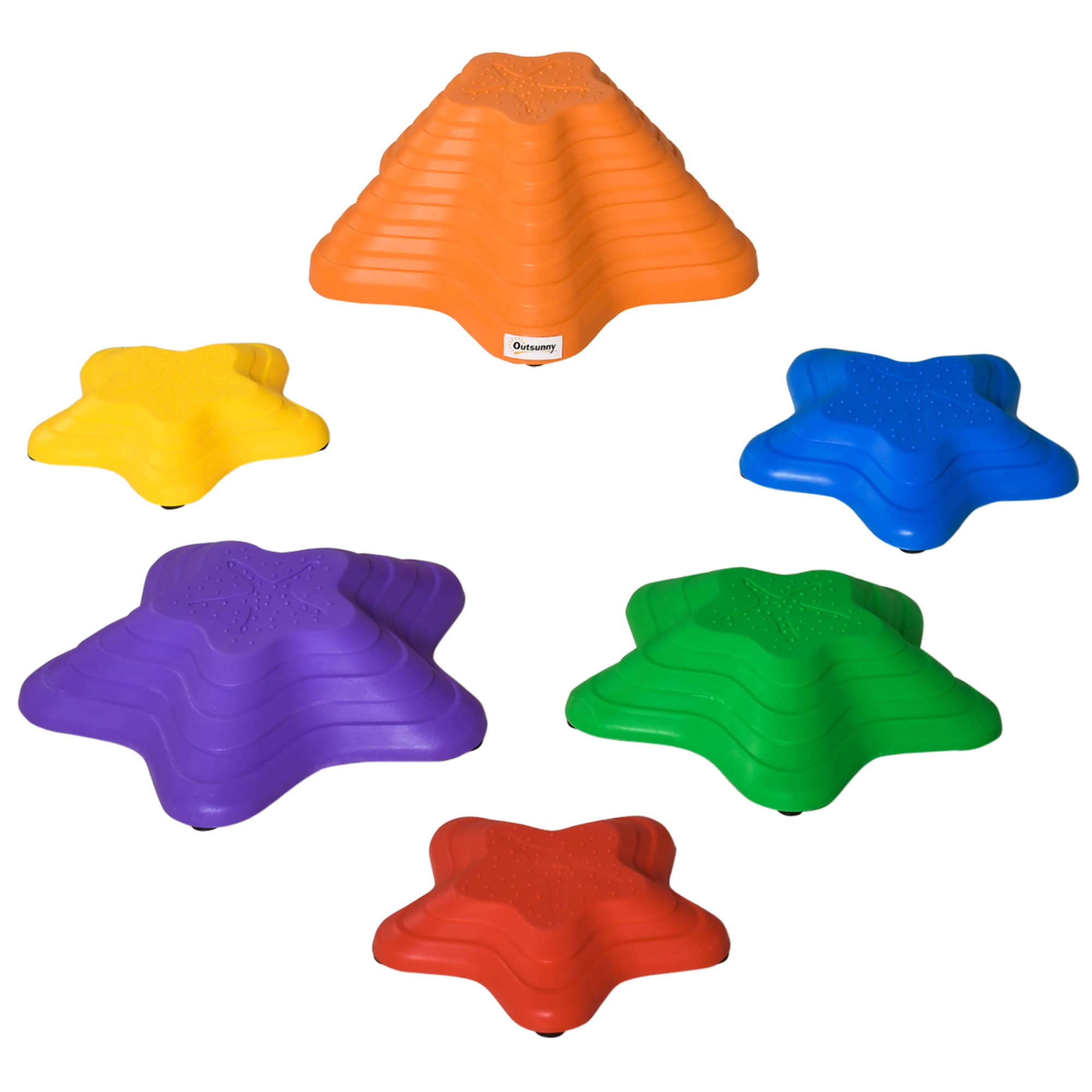 Outsunny Tritsstenen voor Kinderen 3-8 Jaar Stapelbaar Antislip 3 Maten 23x23 tot 36.5x36.5 cm Tot 80 kg Binnen- en Buitenspelen | Aosom.nl