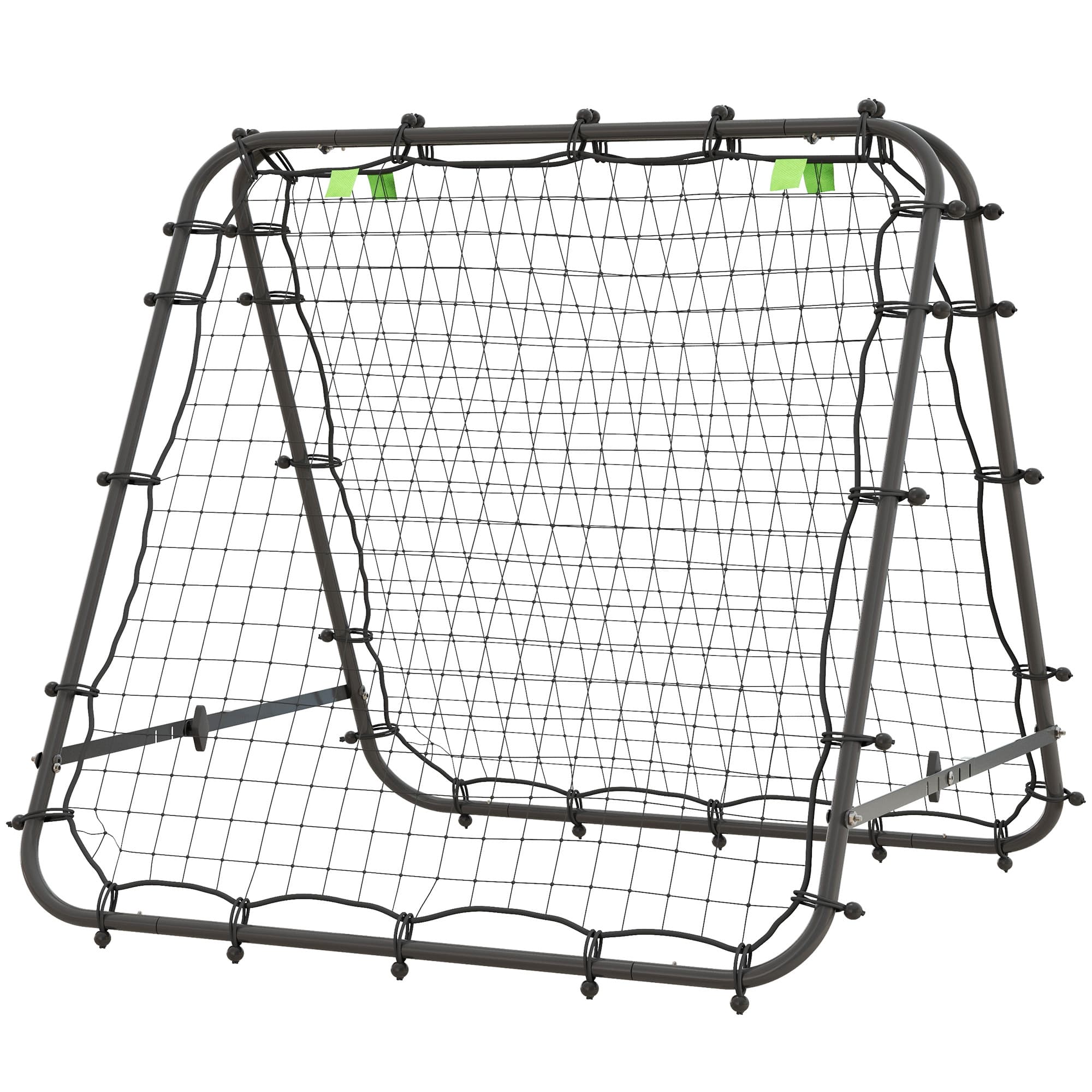 HOMCOM Voetbaldoel Rebounder Verstelbare Hoek Inklapbaar Met Weerbestendig PE Net Met Stabiliteitsankers 100x95x90cm Zwart | Aosom.nl