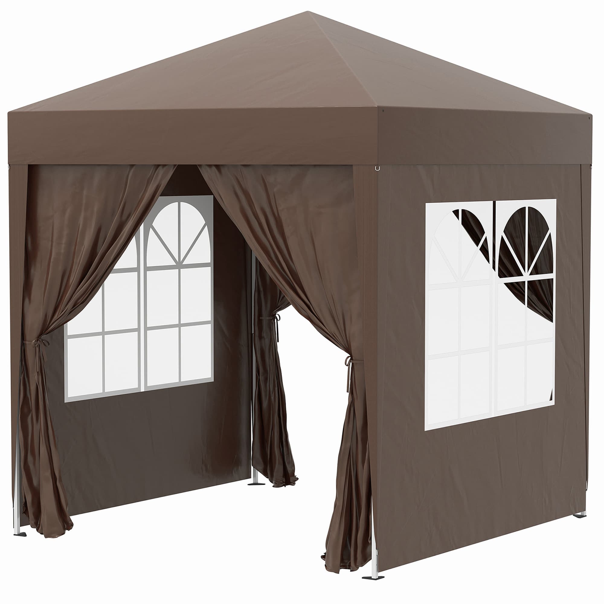 Outsunny vouwtent, eenvoudig op te zetten, met 4 zijwanden en 2 grote ramen, stevig stalen frame, 2 x 2 x 2,4 m, zwart | Aosom.nl