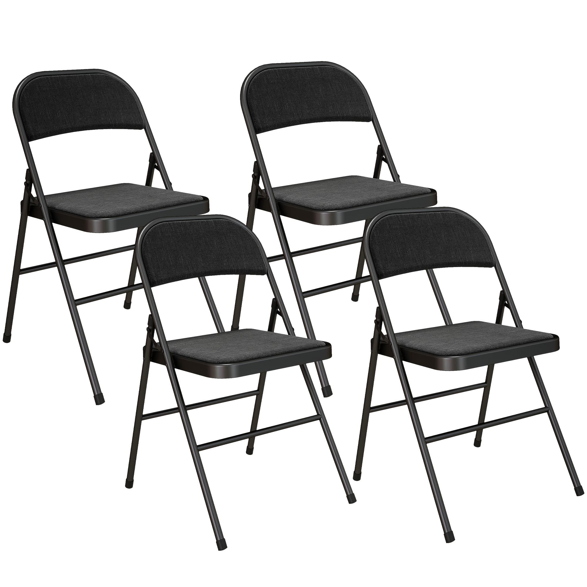 HOMCOM Klapstoelen Set van 4 Inklapbaar Ruimtebesparend Bijzetstoelen met Kunstleer Bekleding Metalen Frame Zwart tot 120kg 45x46x78cm | Aosom.nl