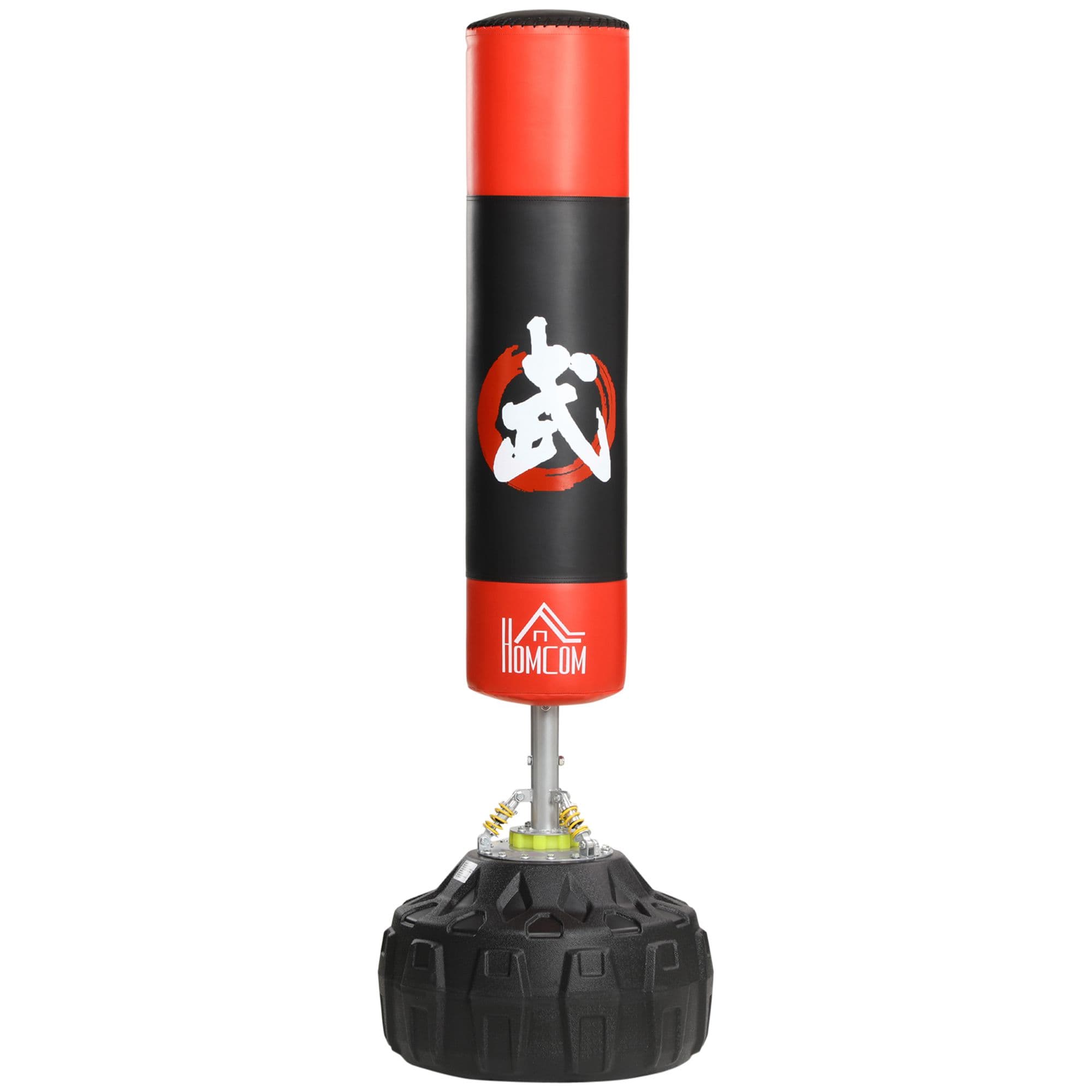 HOMCOM staande bokszak, vrijstaand, ideaal voor bokstraining, met zuignap, sterk en duurzaam, 160 cm, zwart en rood | Aosom.nl