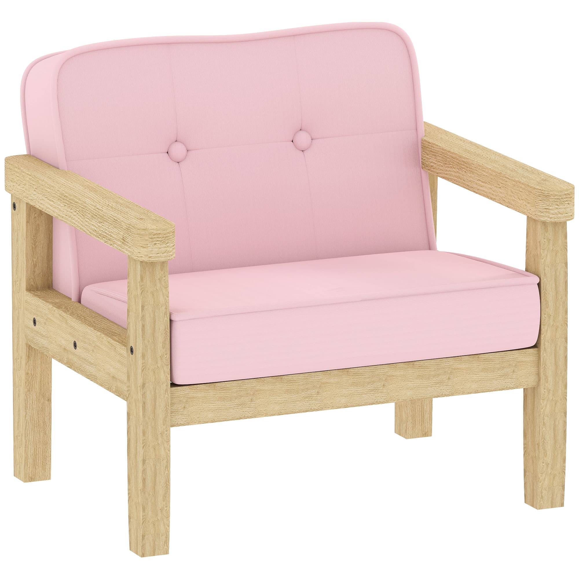 AIYAPLAY kinderfauteuil met ribstof-look, massieve houten poten, schuimstoel voor kinderkamer en speelkamer, 46,5 x 44 x 45 cm, voor kinderen 3-8 jaar