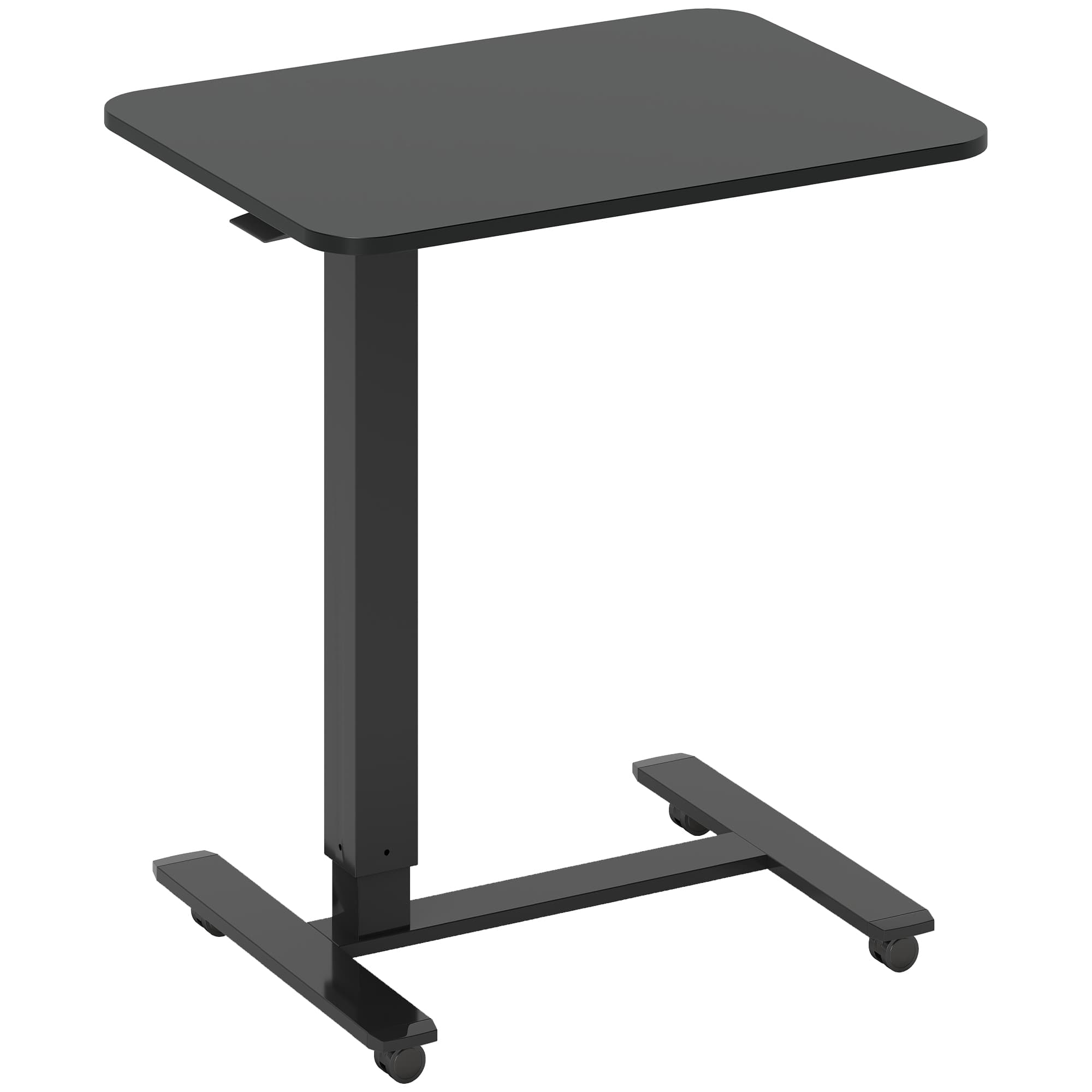 HOMCOM Sta Bureau Hoogteverstelbaar 73-110 cm met 4 Wielen C-Vorm 65x48 cm Zwart Mobiel Gasveer Ruimtebesparend Thuiswerk | Aosom.nl