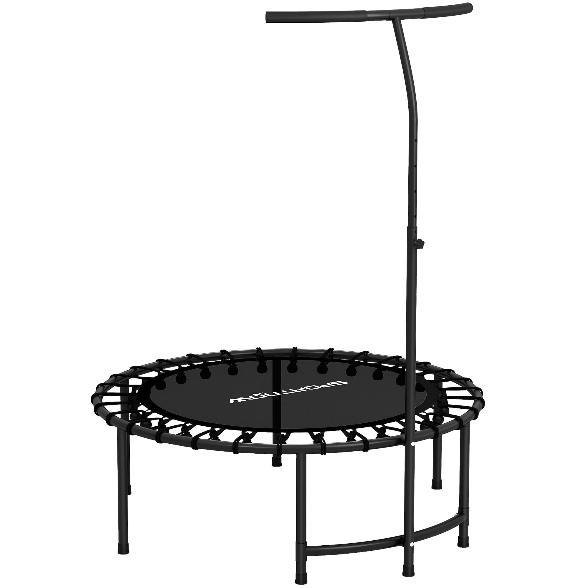 SPORTNOW Rebounder Trampoline 5-Traps Handgreep 116-132 cm 36 Bungees LCD Monitor 100 kg T-Vormig Zwart | Aosom.nl