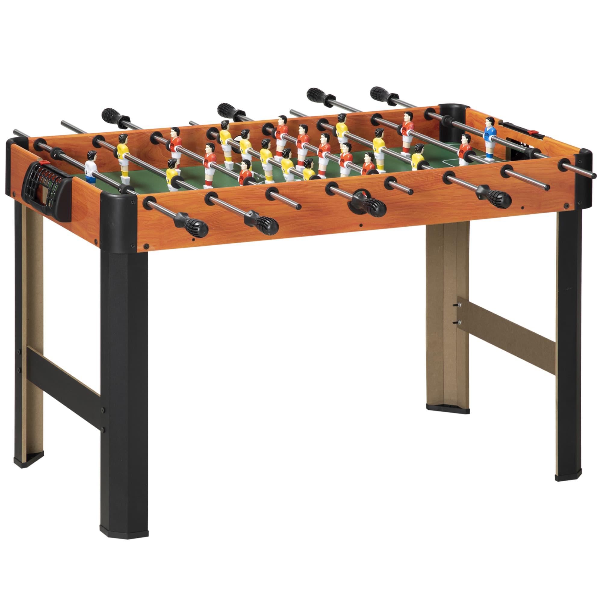 HOMCOM Tafelvoetbal, tafelvoetbalset, 2 ballen, antislip handgrepen, voor kinderen en volwassenen, puntentelling, MDF, metaal, kleurig