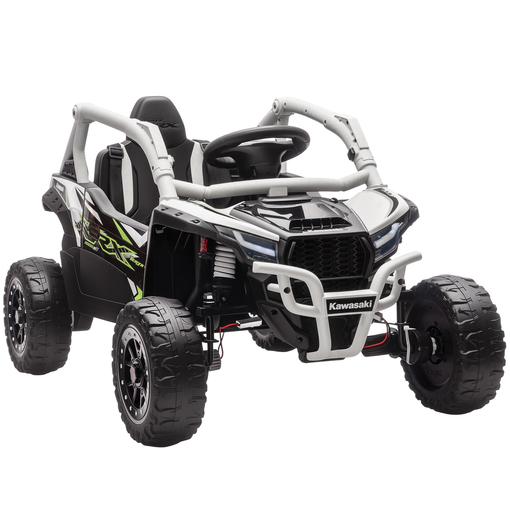 AIYAPLAY 12V Elektrische Terreinauto Kinderen Afstandsbediening LED Muziek 3-8 Jaar Grijs Offroad Max 30 kg Realistisch Geluid | Aosom.nl