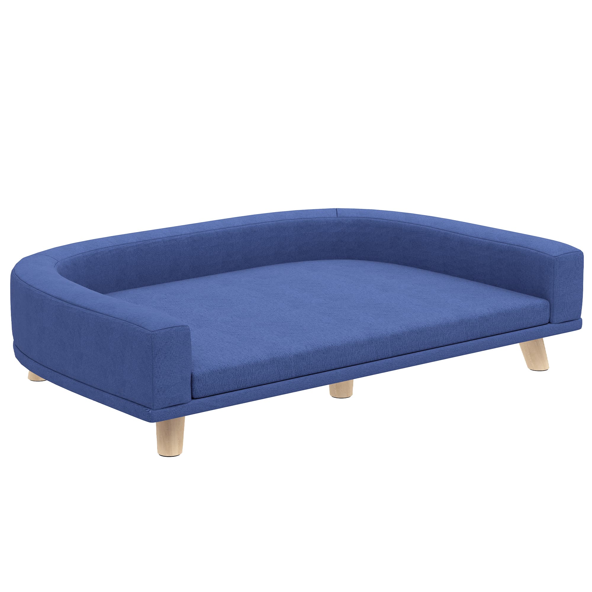 PawHut Hondenbed hondenbank huisdierbank, eucalyptushout, 98 x 67 x 25 cm, Blauw