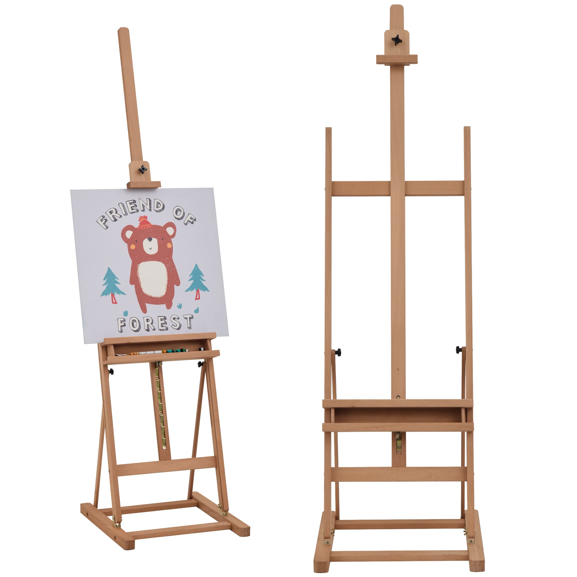 Vinsetto schildersezel, verstelbaar frame, ideale hoek en hoogte, perfect voor atelier, met opbergvak, 65 x 60 x 150-200 cm | Aosom.nl