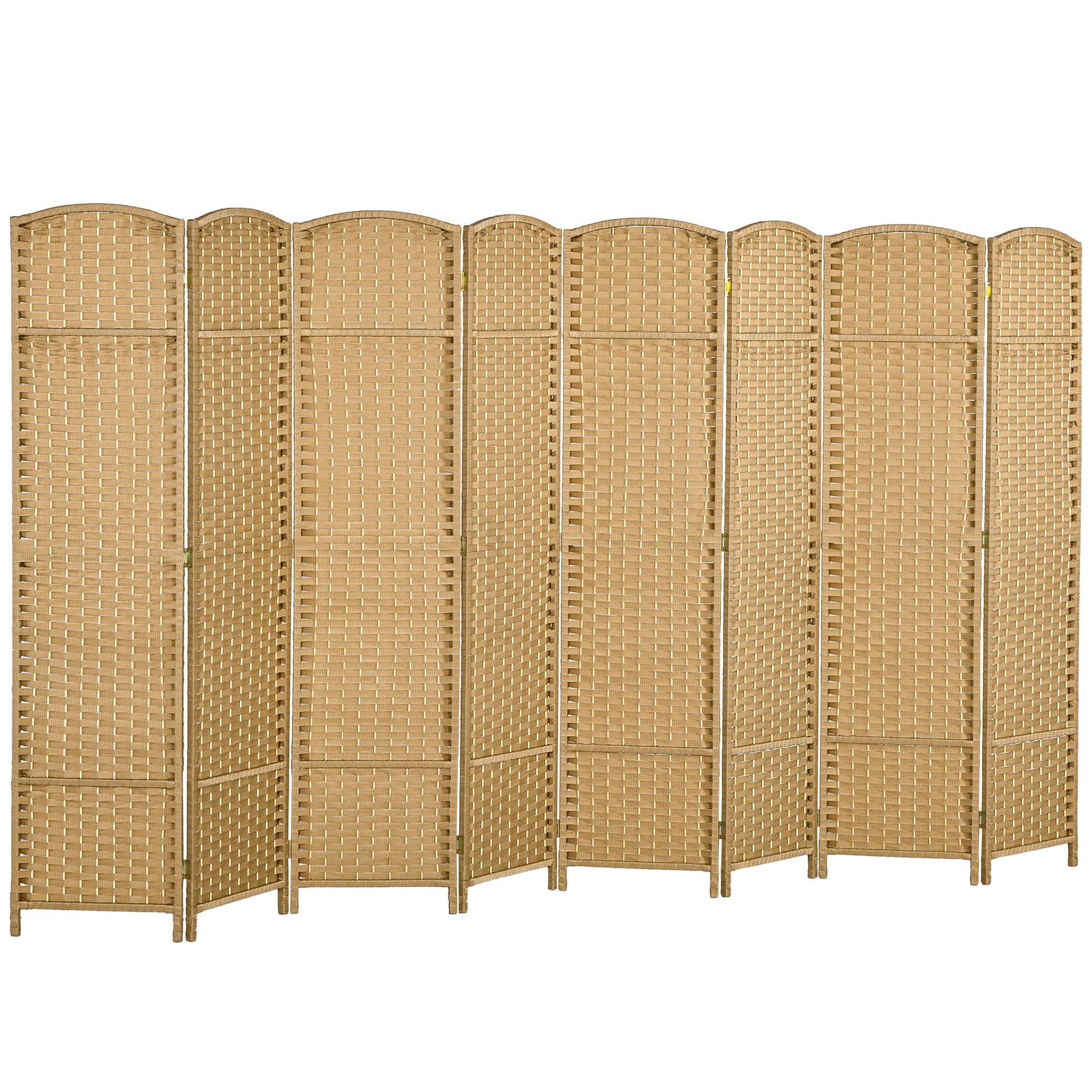 HOMCOM kamerscherm, 8-delige, opvouwbaar, massief vurenhout, Handgeweven stijl, makkelijk te verplaatsen, 320 x 1,6 x 170 cm, natuurlijk | Aosom.nl