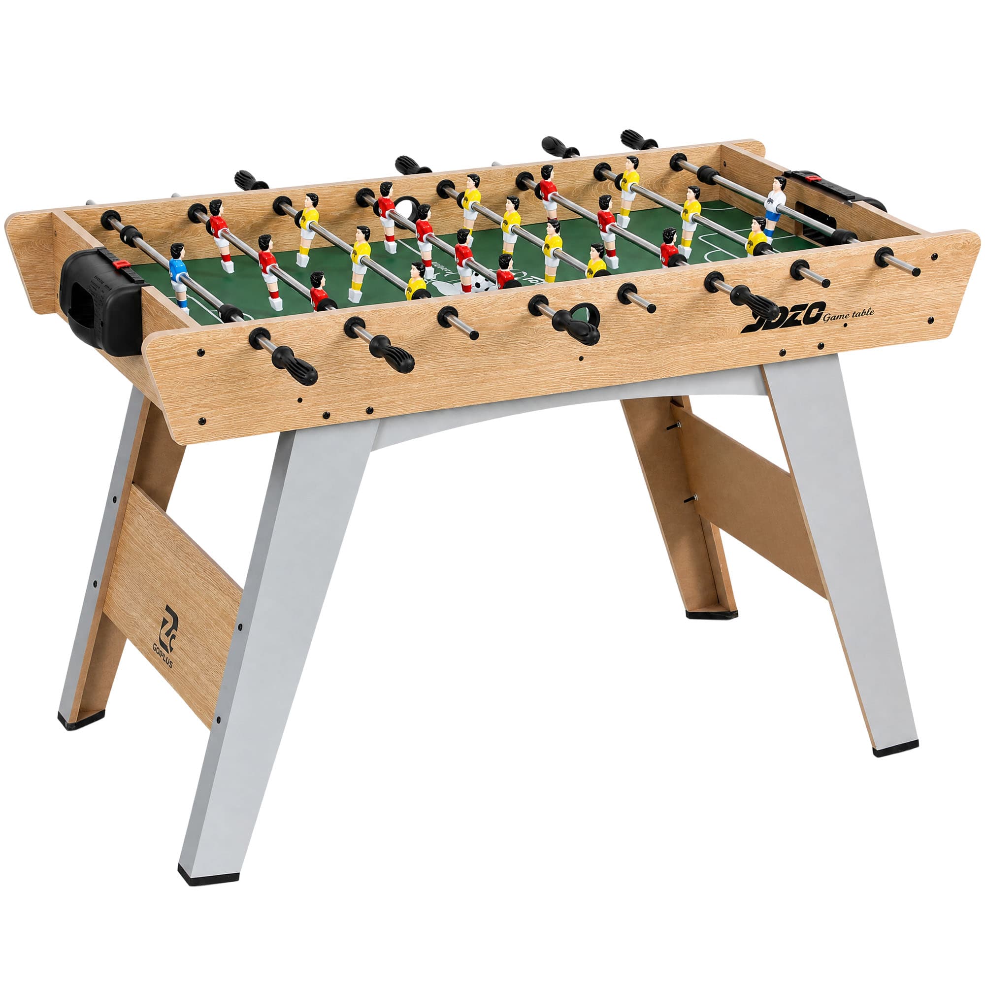 SPORTNOW Tafelvoetbaltafel - 22 Spelers, 2 Ballen, Antislip Grepen, Scoretellers, Schuine Poten, 121x87x77cm Naturel Hout