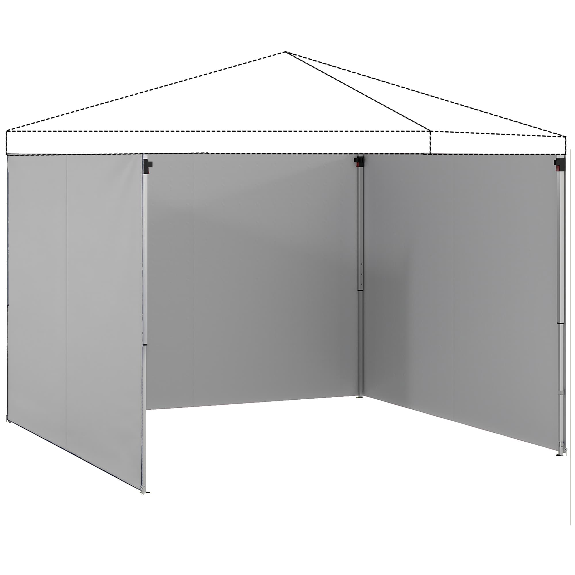 Outsunny Set van 3 zijwanden met rits voor 3 x 3 m paviljoen, Lichtgrijs