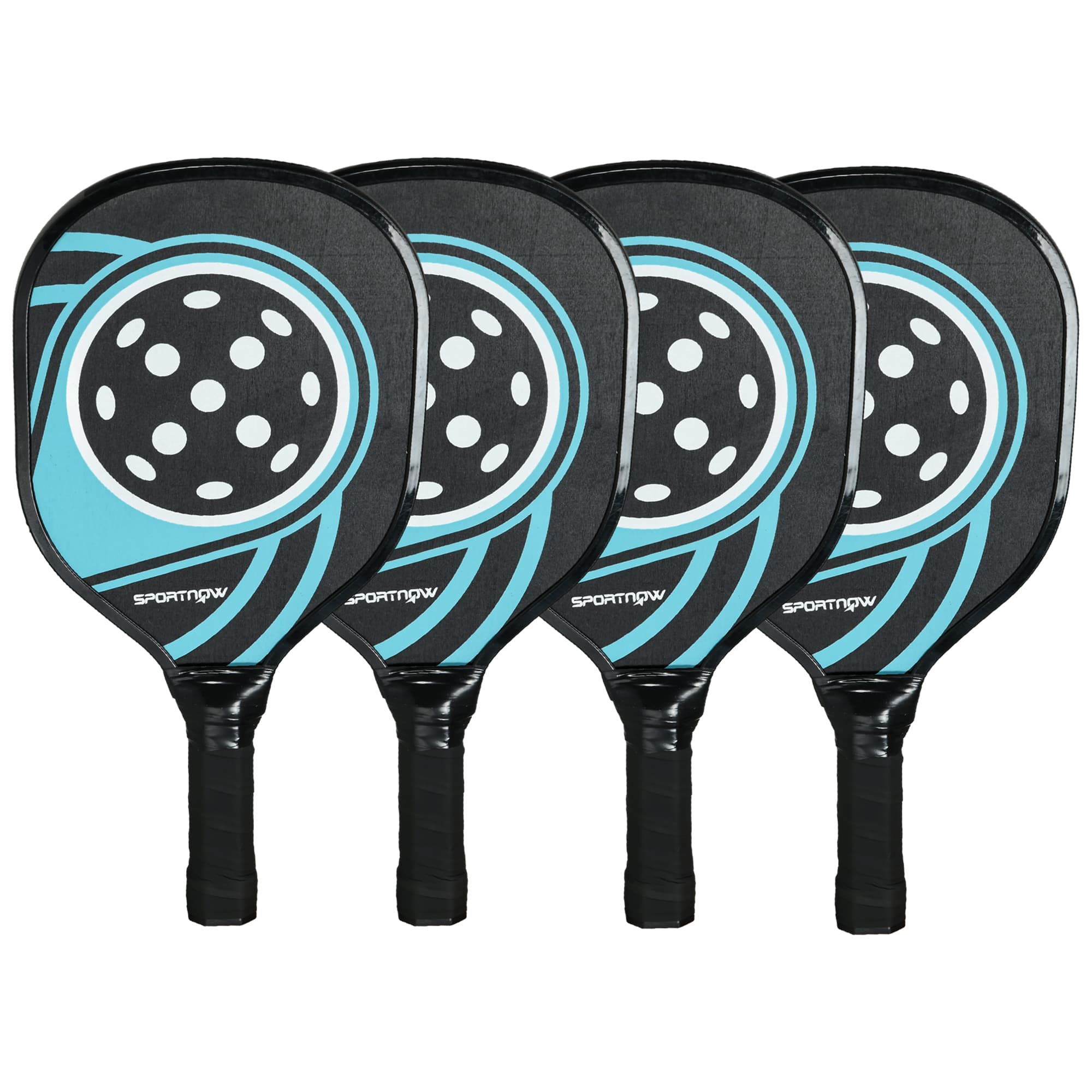 SPORTNOW Pickleball-set, compleet met 4 rackets en 4 ballen, lichtgewicht en duurzaam, voor beginners, draagtas inbegrepen, zwart, blauw | Aosom.nl
