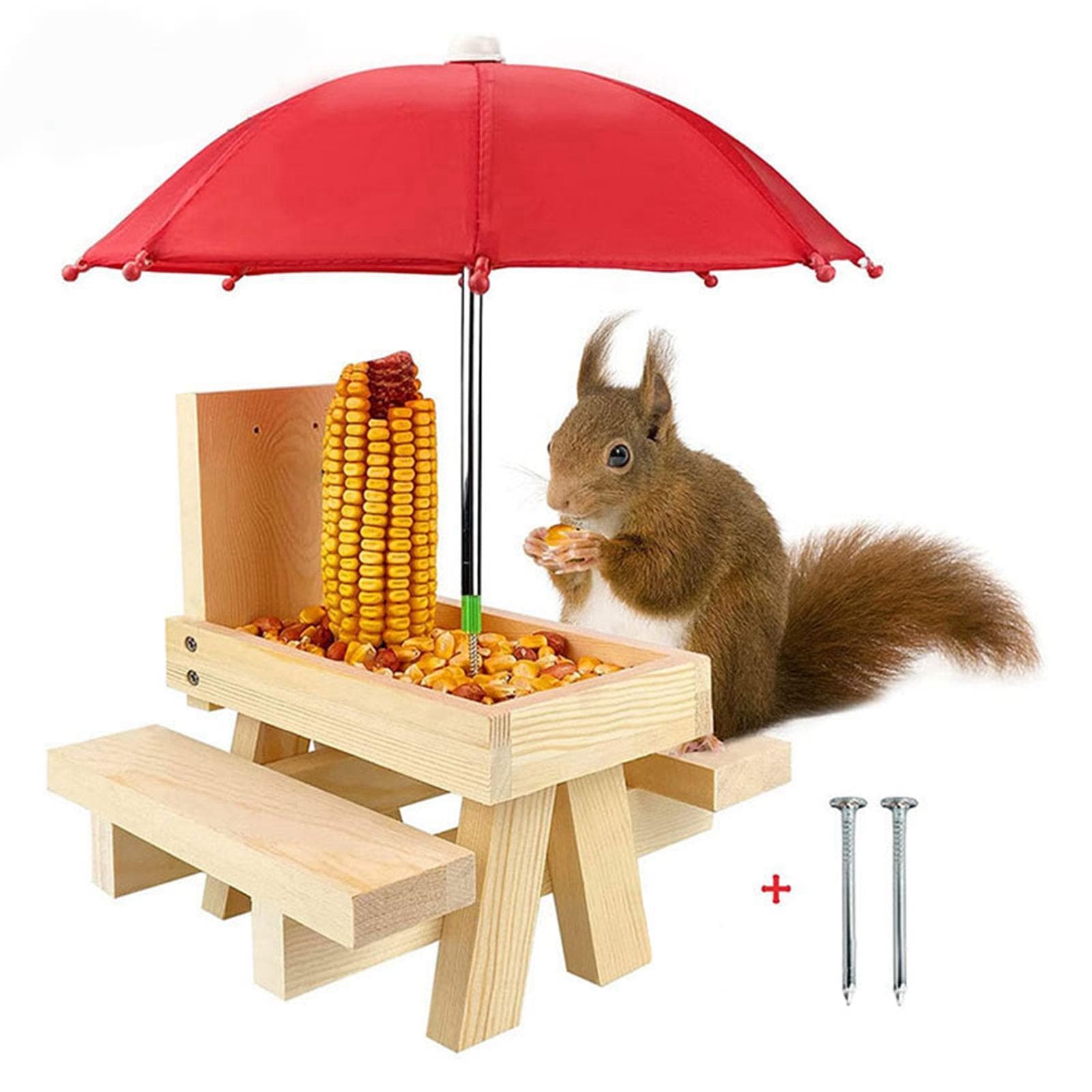 Eekhoorn Voedertafel Houten Verdikken Decoratieve Eekhoorn Picknicktafel Voeder voor Buitentuin