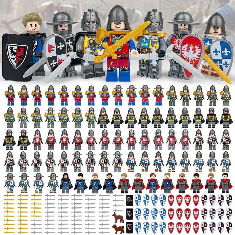 Middeleeuwse ridder Romeinse soldaat Kasteel Minifiguur Bouwsteen Stad Figuur Onderdelen MOC Stenen Modelbouwsets Educatief Speelgoed